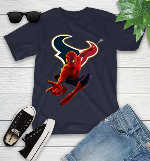NFL Spider Man Avengers Endgame Football Houston Texans Youth T-Shirt 3