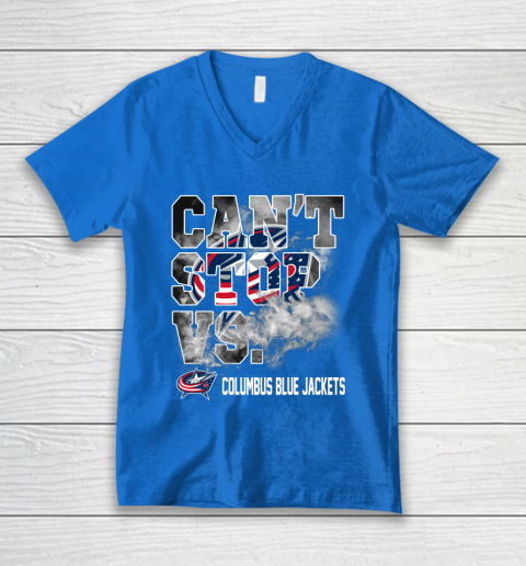 NHL Columbus Blue Jackets Hockey Can't Stop Vs V-Neck T-Shirt 5