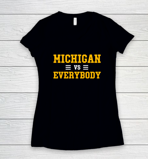 Michigan vs Eeverything Everybody Women's V-Neck T-Shirt