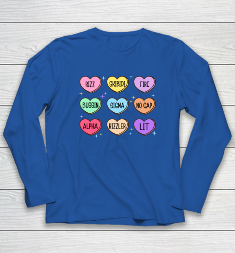 Skibidi Valentine's Day Candy Heart Funny Valentine Rizz Long Sleeve T-Shirt 5