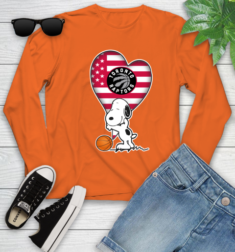 Toronto Raptors NBA Basketball The Peanuts Movie Adorable Snoopy Youth Long Sleeve 4