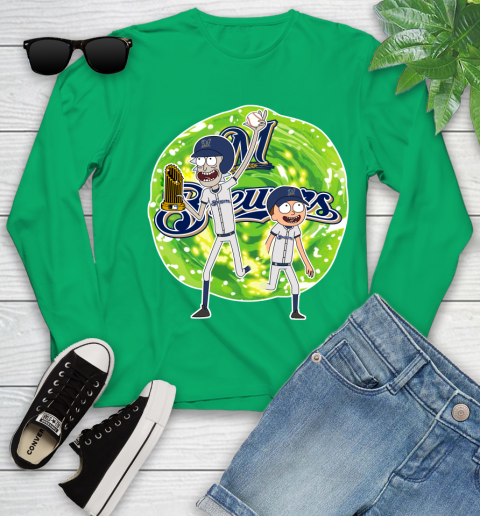 MLB Milwaukee Brewers Rick And Morty Commissioner's Trophy Baseball Sports Youth Long Sleeve 6