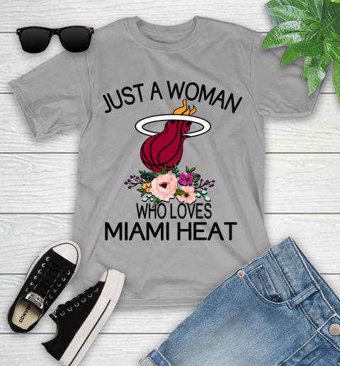 NBA Just A Woman Who Loves Miami Heat Basketball Sports Youth T-Shirt 2