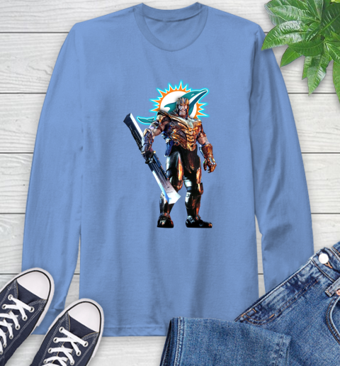 NFL Thanos Gauntlet Avengers Endgame Football Miami Dolphins Long Sleeve T-Shirt 11