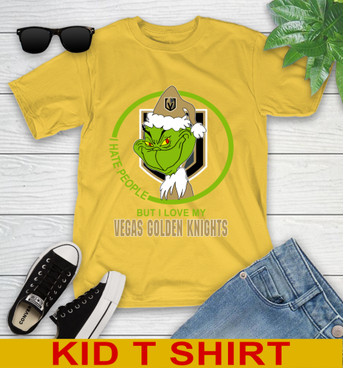 Vegas Golden Knights NHL Christmas Grinch I Hate People But I Love My Favorite Hockey Team Youth T-Shirt 8