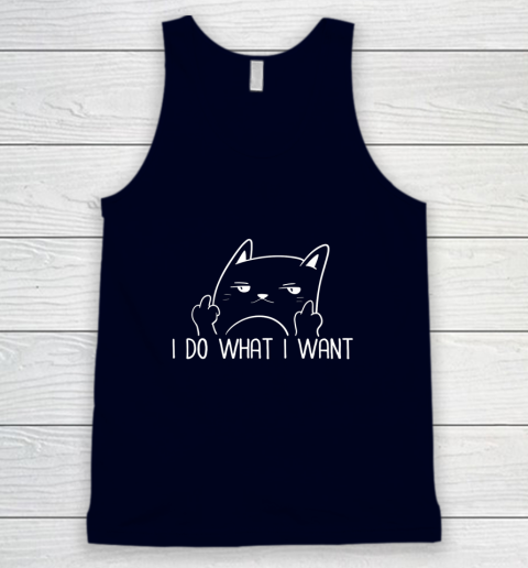 I Do What I Want Funny Adult Humour Cat Middle Finger Meme Tank Top 2