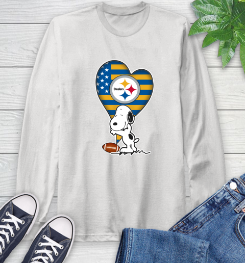 Pittsburgh Steelers NFL Football The Peanuts Movie Adorable Snoopy Long Sleeve T-Shirt