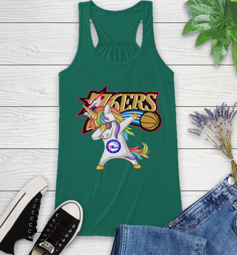 Philadelphia 76ers NBA Basketball Funny Unicorn Dabbing Sports Racerback Tank 8 Philadelphia 76ers NBA Basketball Funny Unicorn Dabbing Sports Racerback Tank - Image 8