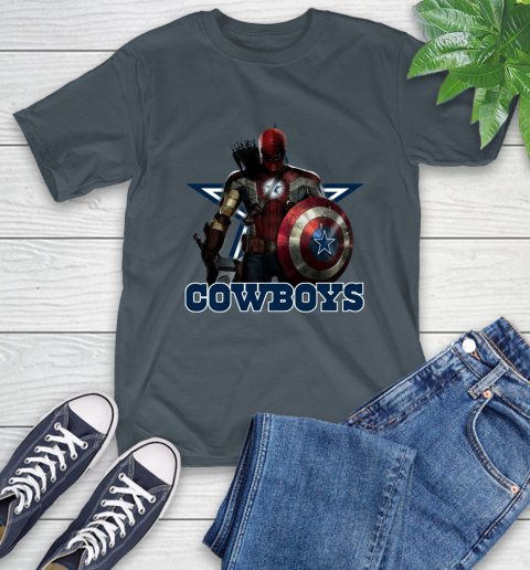 NFL Captain America Thor Spider Man Hawkeye Avengers Endgame Football Dallas Cowboys T-Shirt 9