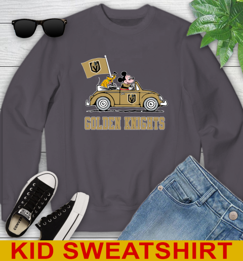 NHL Hockey Vegas Golden Knights Pluto Mickey Driving Disney Shirt Youth Sweatshirt 6