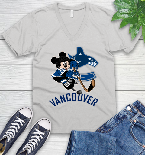 NHL Vancouver Canucks Mickey Mouse Disney Hockey T Shirt V-Neck T-Shirt