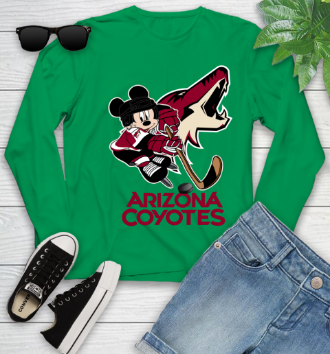 NHL Arizona Coyotes Mickey Mouse Disney Hockey T Shirt Youth Long Sleeve 6