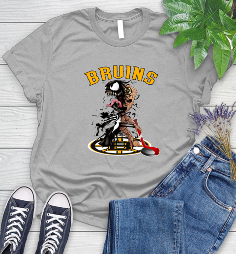 NHL Boston Bruins Hockey Venom Groot Guardians Of The Galaxy Women's T-Shirt 5