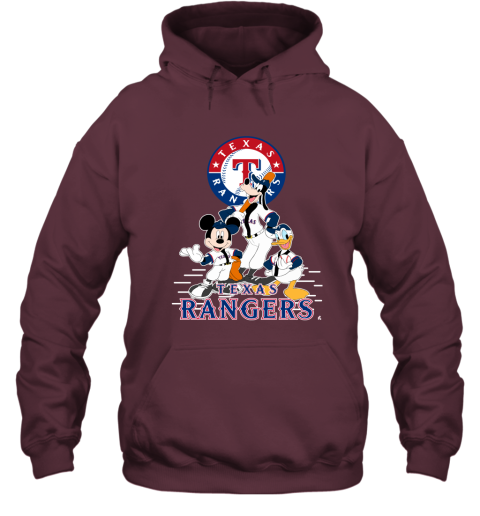 MLB Texas Rangers Mickey Mouse Donald Duck Goofy Baseball T Shirt Hoodie