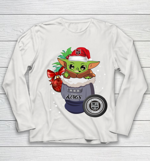 Los Angeles Kings Christmas Baby Yoda Star Wars Funny Happy NHL Youth Long Sleeve 11