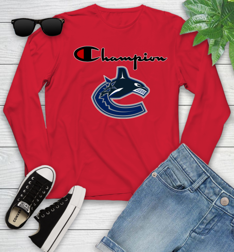 NHL Hockey Vancouver Canucks Champion Shirt Youth Long Sleeve 9