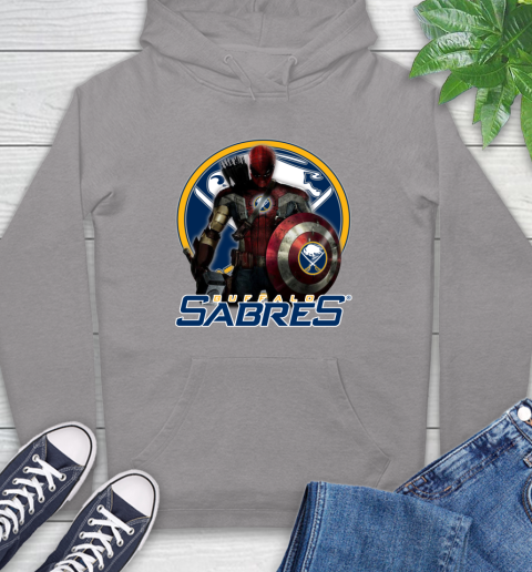NHL Captain America Thor Spider Man Hawkeye Avengers Endgame Hockey Buffalo Sabres Hoodie 6