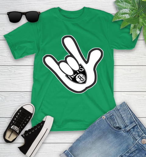 Brooklyn Nets NBA Basketball Mickey Rock Hand Disney Youth T-Shirt 6
