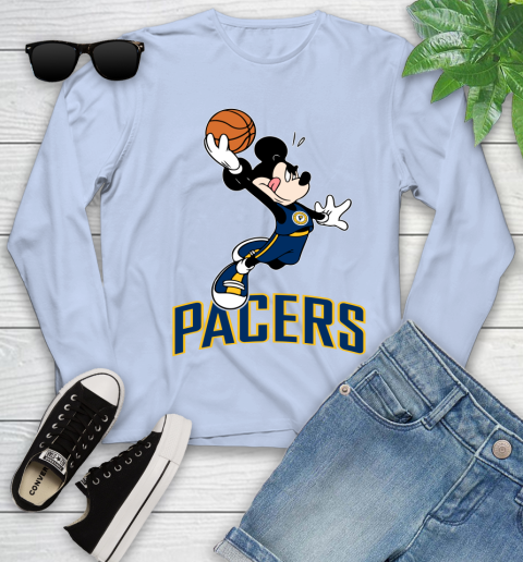 NBA Basketball Indiana Pacers Cheerful Mickey Mouse Shirt Youth Long Sleeve 9