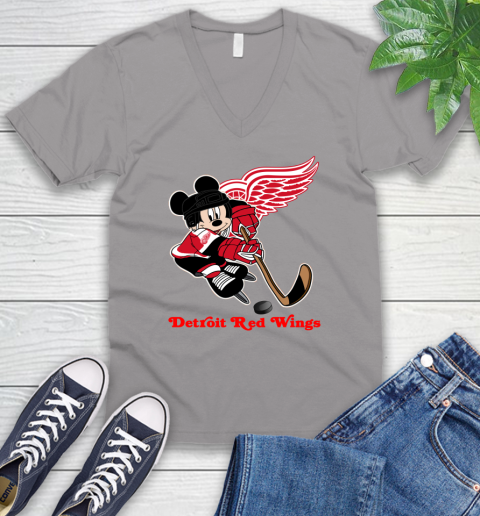 NHL Detroit Red Wings Mickey Mouse Disney Hockey T Shirt V-Neck T-Shirt 4