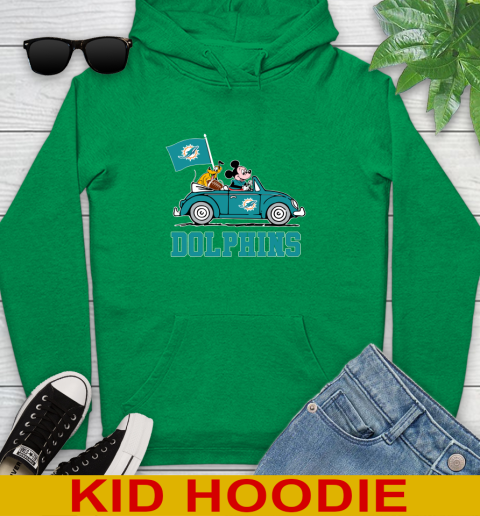 NFL Football Miami Dolphins Pluto Mickey Driving Disney Shirt Youth Hoodie 8