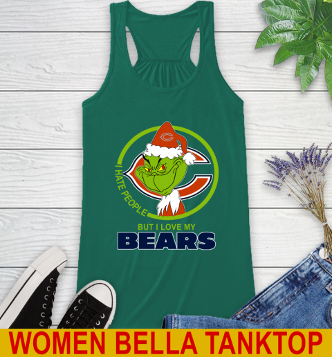 Chicago Bears NFL Christmas Grinch I Hate People But I Love My Favorite Football Team Racerback Tank 7