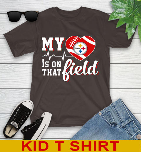 NFL My Heart Is On That Field Football Sports Pittsburgh Steelers Youth T-Shirt 6