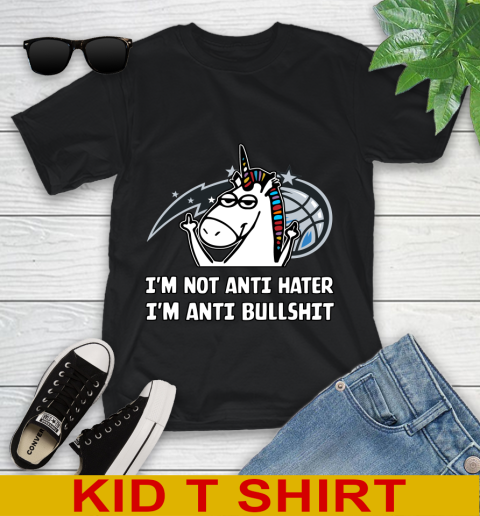 Orlando Magic NBA Basketball Unicorn I'm Not Anti Hater I'm Anti Bullshit Youth T-Shirt 2