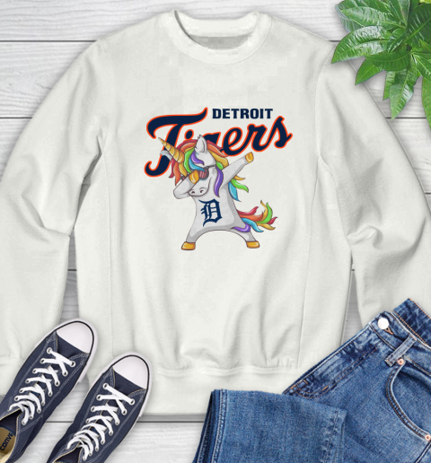 Detroit Tigers MLB Baseball Funny Unicorn Dabbing Sports Sweatshirt