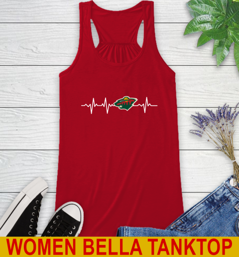 Minnesota Wild NHL Hockey Heart Beat Shirt Racerback Tank - Image 5
