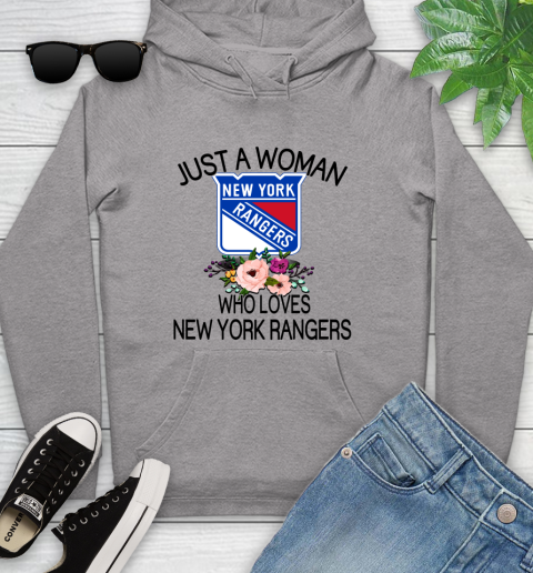 NHL Just A Woman Who Loves New York Rangers Hockey Sports Youth Hoodie 4