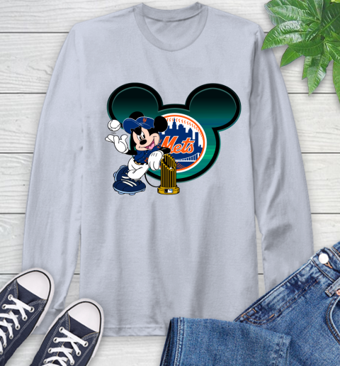 MLB New York Mets The Commissioner's Trophy Mickey Mouse Disney Long Sleeve T-Shirt 6