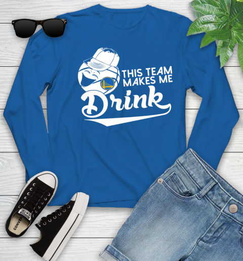 Golden State Warriors NBA Basketball This Team Makes Me Drink Adoring Fan Youth Long Sleeve 10