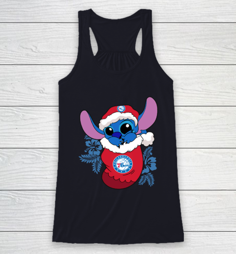 Philadelphia 76ers Christmas Stitch In The Sock Funny Disney NBA Racerback Tank 8
