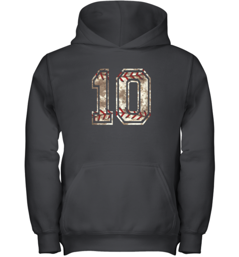Baseball Jersey Number 10 Vintage Distressed Youth Hoodie