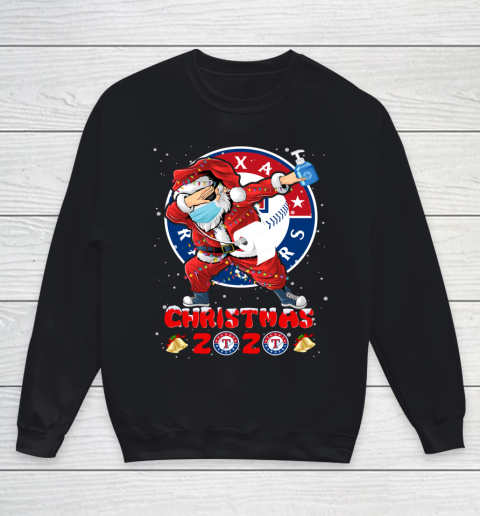 Texas Rangers Funny Santa Claus Dabbing Christmas 2020 MLB Youth Sweatshirt
