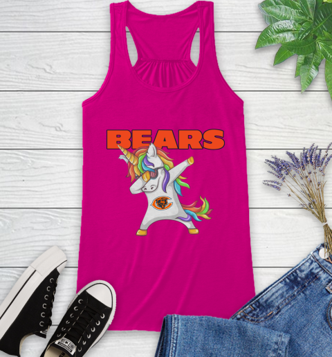 Chicago Bears NFL Football Funny Unicorn Dabbing Sports Racerback Tank 8