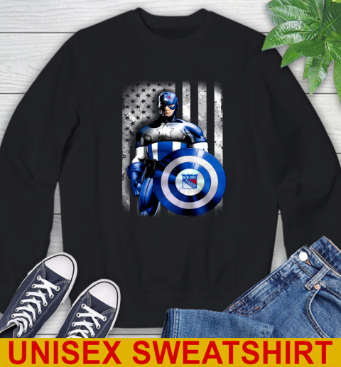 New York Rangers NHL Hockey Captain America Marvel Avengers American Flag Shirt Sweatshirt