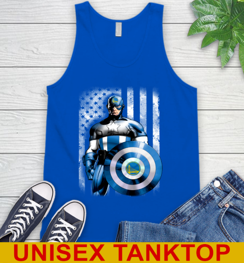 Golden State Warriors NBA Basketball Captain America Marvel Avengers American Flag Shirt Tank Top 4