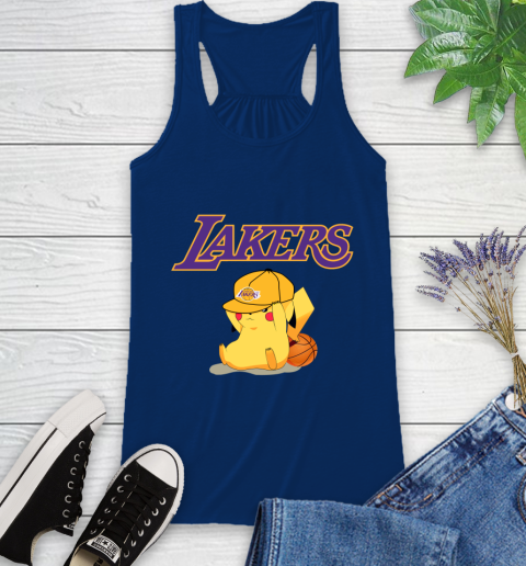 NBA Pikachu Basketball Sports Los Angeles Lakers Racerback Tank 9