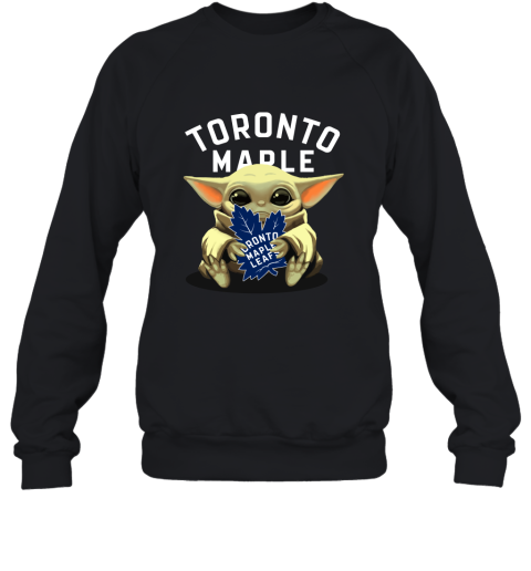 Baby Yoda Hugs The Toronto Maples Leafs Ice Hockey Sweatshirt