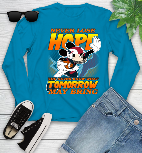 Houston Texans NFL Football Mickey Disney Never Lose Hope Youth Long Sleeve 8