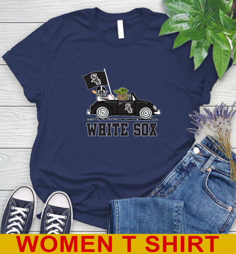 MLB Baseball Chicago White Sox Darth Vader Baby Yoda Driving Star Wars Shirt Women's T-Shirt - Image 13