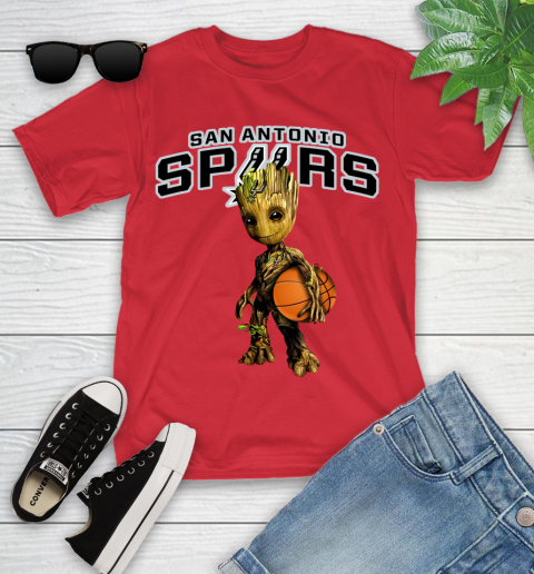 San Antonio Spurs NBA Basketball Groot Marvel Guardians Of The Galaxy Youth T-Shirt 10