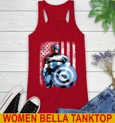 Tennessee Titans NFL Football Captain America Marvel Avengers American Flag Shirt Racerback Tank 4