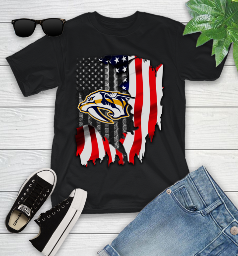 Nashville Predators NHL Hockey American Flag Youth T-Shirt