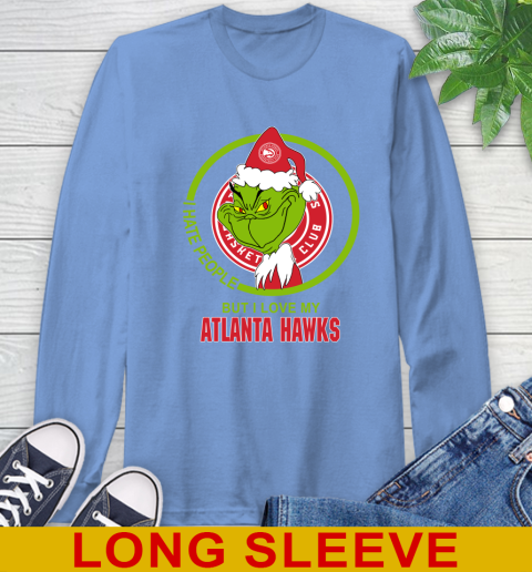 Atlanta Hawks NBA Christmas Grinch I Hate People But I Love My Favorite Basketball Team Long Sleeve T-Shirt 11