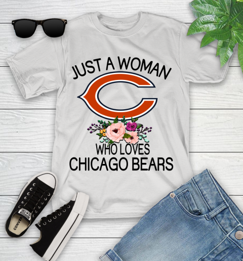 NFL Just A Woman Who Loves Chicago Bears Football Sports Youth T-Shirt