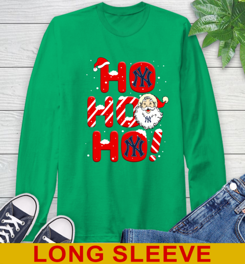 New York Yankees MLB Baseball Ho Ho Ho Santa Claus Merry Christmas Shirt Long Sleeve T-Shirt 8