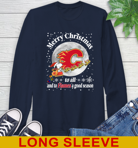Calgary Flames Merry Christmas To All And To Flames A Good Season NHL Hockey Sports Long Sleeve T-Shirt 3